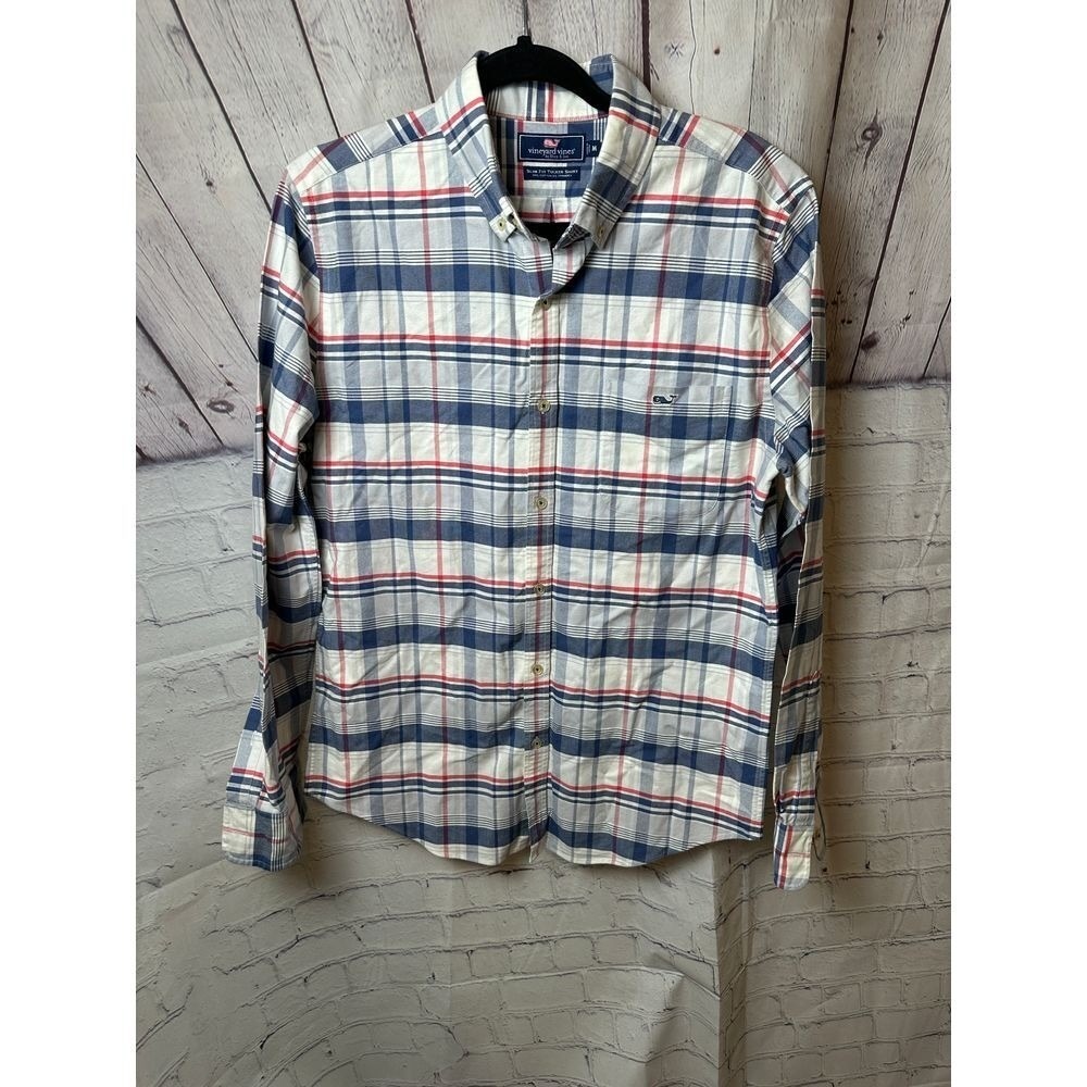 VINEYARD VINES Plaid Button-Down Shirt Cotton Blend Casual Long Sleeve